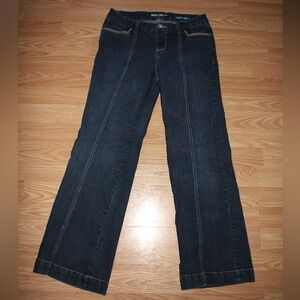 70s Style Low Rise Straight Leg Dark Blue Jeans